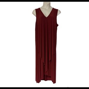 Ashley Stewart Cascade Draped Stretch Sleeveless Casual Party Resort Tunic Dress